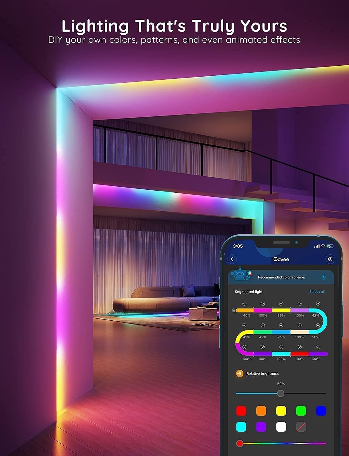 Govee Tira LED RGBIC Wi-Fi + Bluetooth 5 m H618A