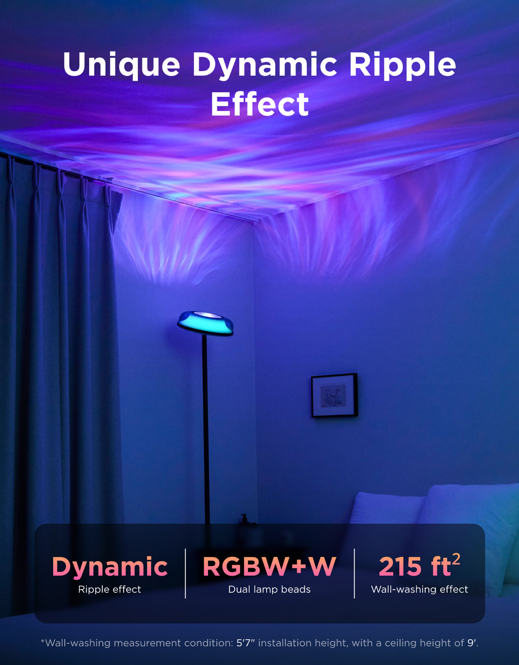 Govee Lámpara de Pie LED RGBWW con Efecto Ondas H60B0