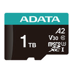 ADATA Memoria microSDXC Premier Pro 1TB UHS-I U3 V30 A2 100 MB/s con Adaptador AUSDX1TUI3V30SA2-RA1
