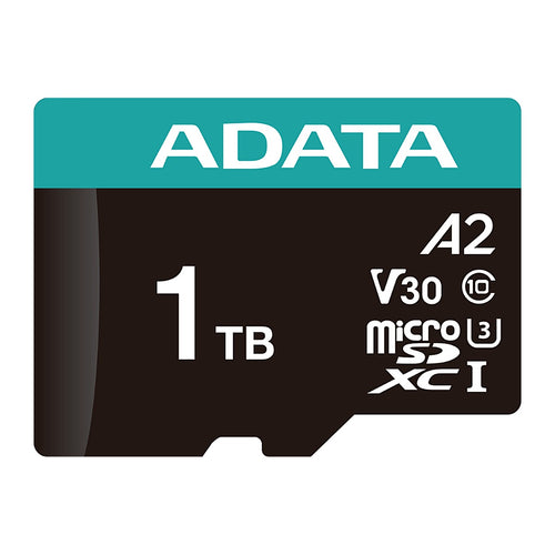 ADATA Memoria microSDXC Premier Pro 1TB UHS-I U3 V30 A2 100 MB/s con Adaptador AUSDX1TUI3V30SA2-RA1
