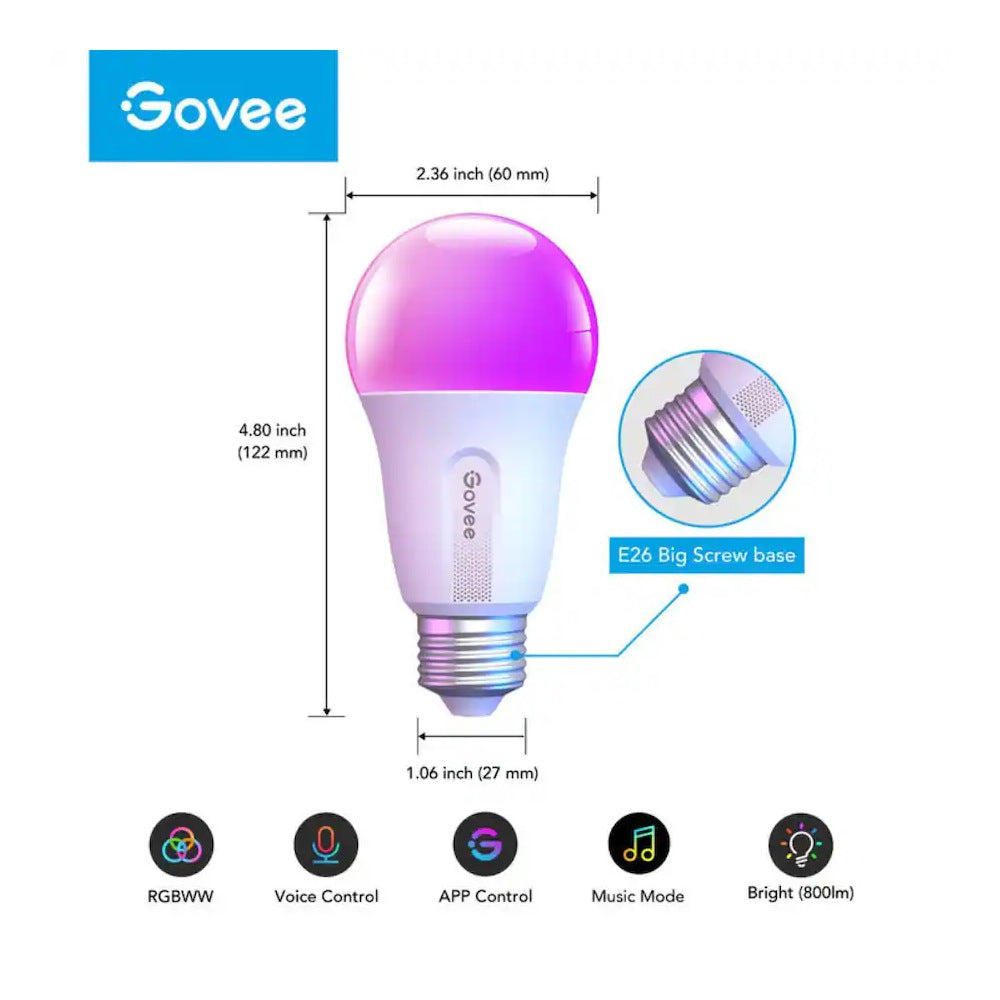 Govee Bombillos Inteligentes LED 800 lm E26 Matter (2 unidades) H6004
