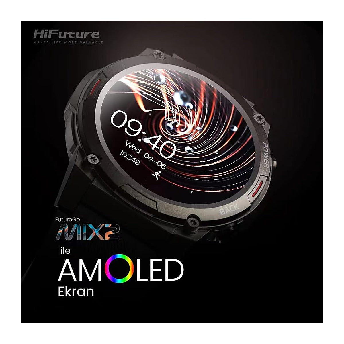 HiFuture Reloj Inteligente Mix 2 1.43" AMOLED Banda 22mm Gris