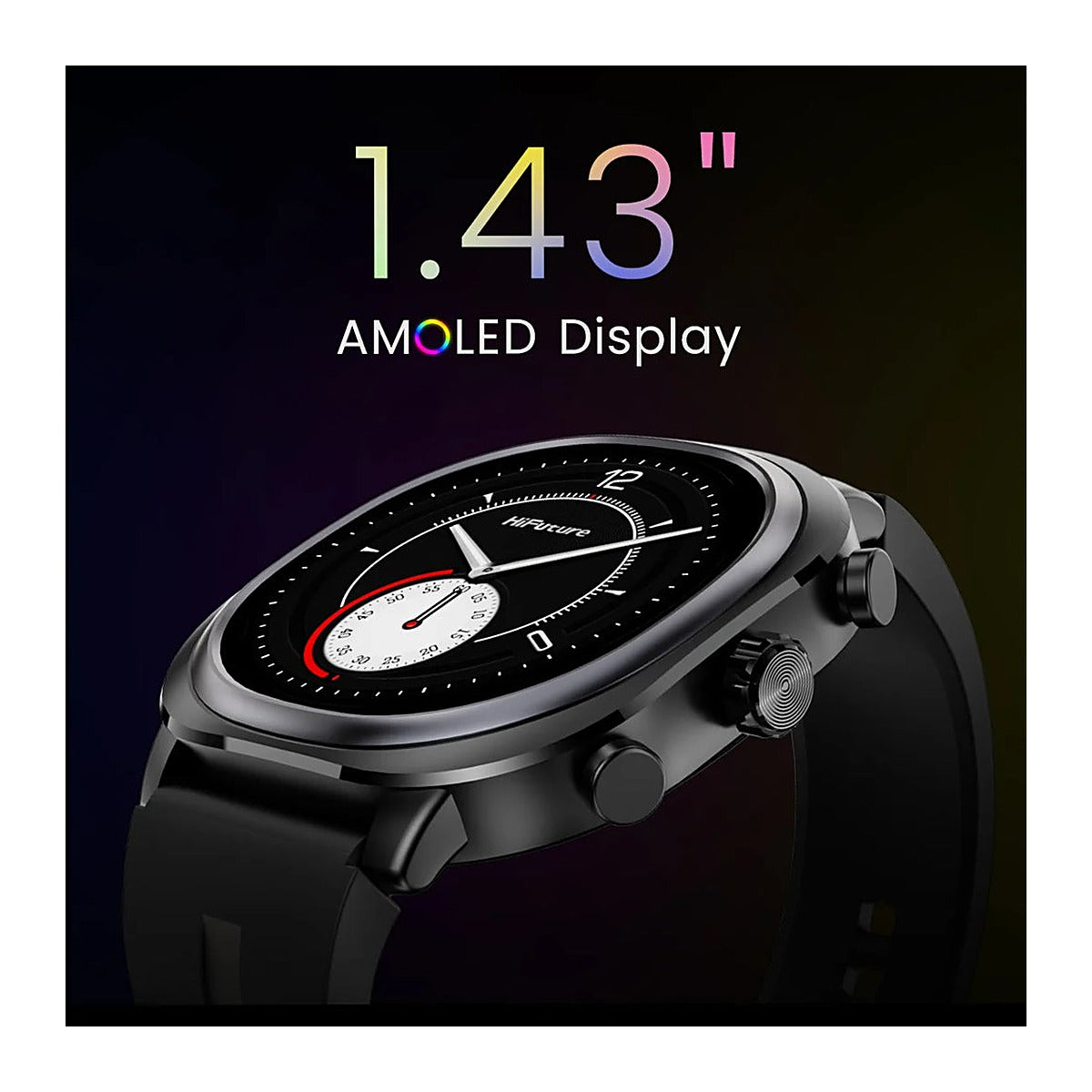 HiFuture Reloj Inteligente AIX Lite 1.43" AMOLED Banda 22mm Negro