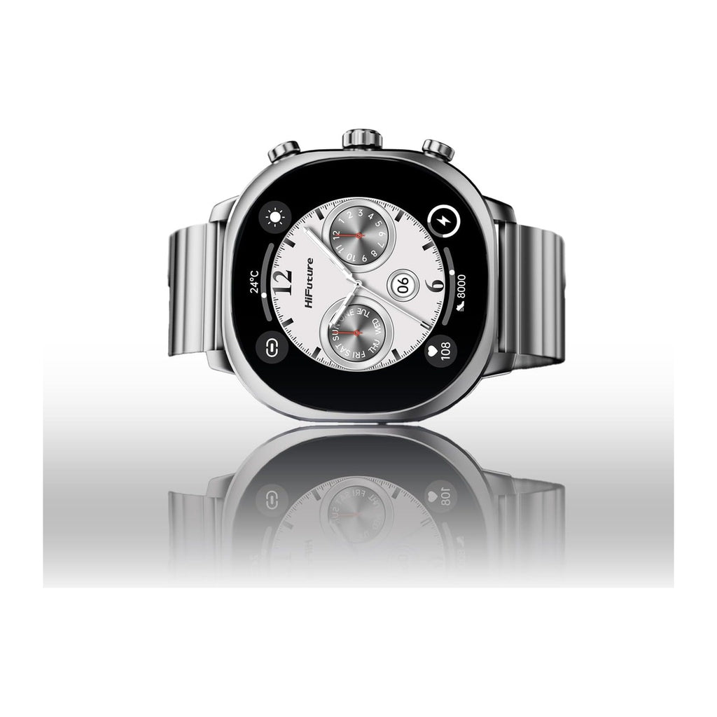 HiFuture Reloj Inteligente AIX 1.43" AMOLED Banda 22mm Plateado