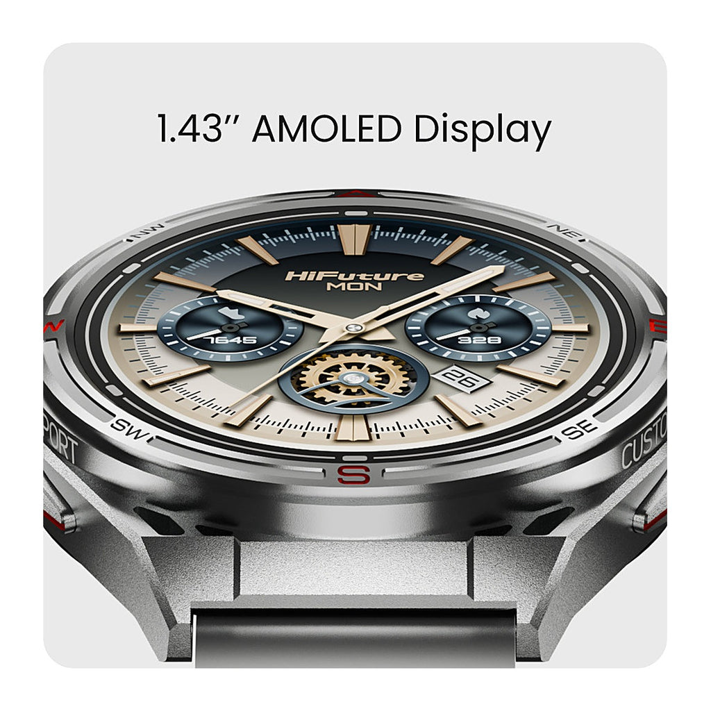 HiFuture Reloj Inteligente Active 2 1.43" AMOLED GPS Titanio Plateado