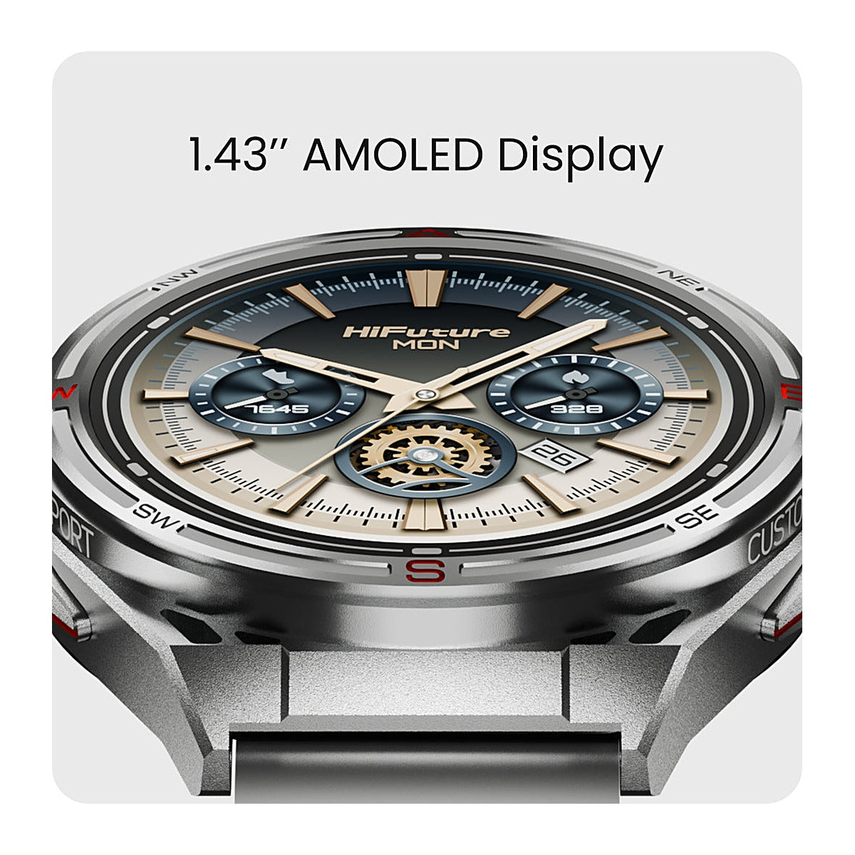 HiFuture Reloj Inteligente Active 2 1.43" AMOLED GPS Titanio Plateado