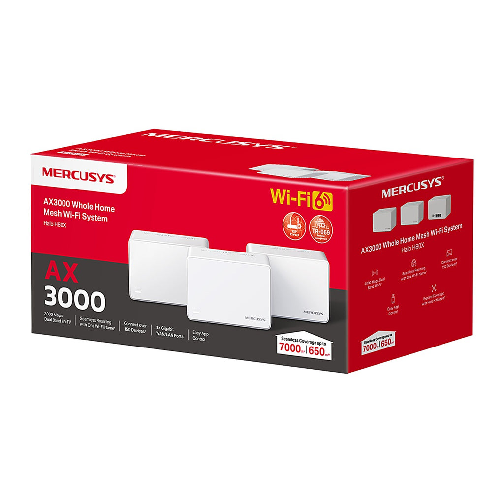 Mercusys Sistema Mesh Halo H80X AX3000 Wi-Fi 6 (3 unidades)