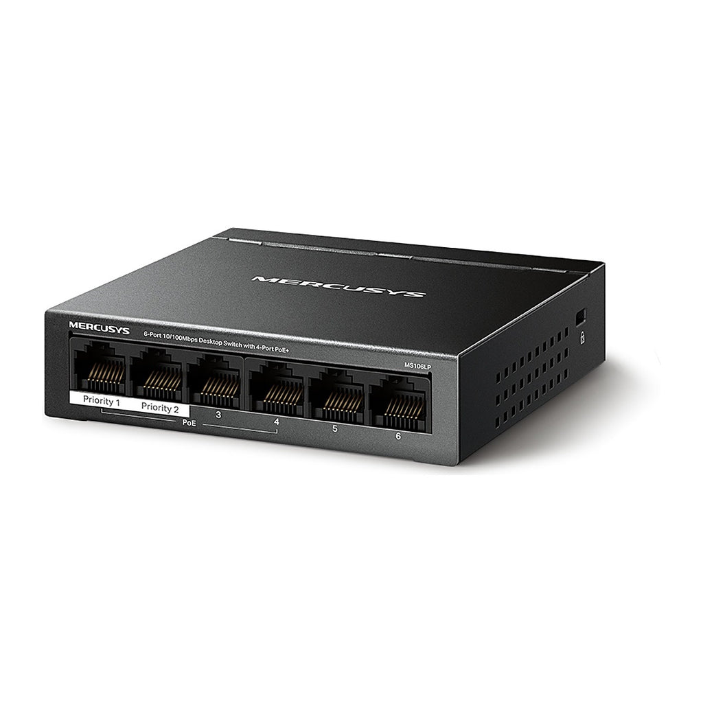 Mercusys Switch PoE+ MS106LP 6 Puertos 10/100 (4 PoE+) 40 W
