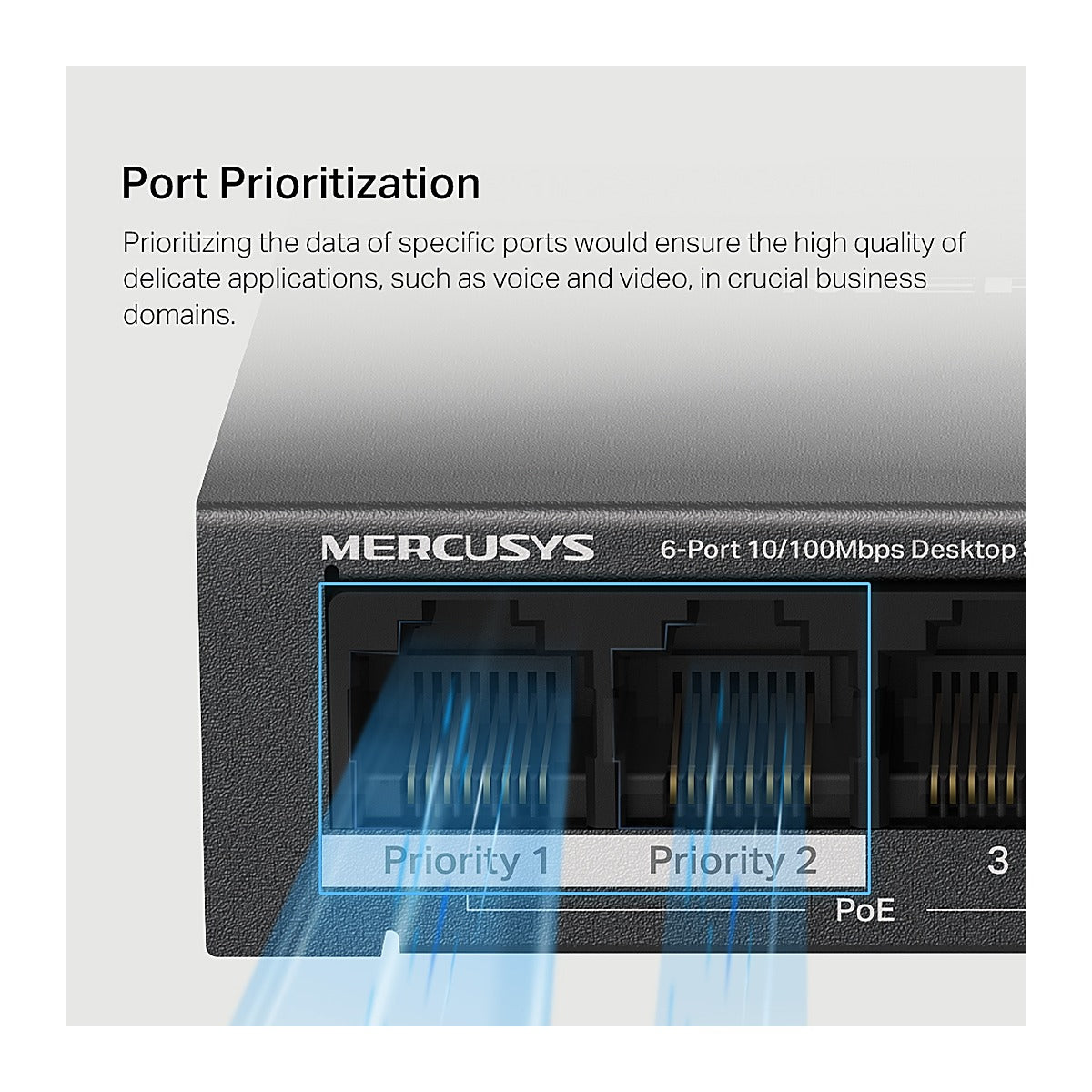 Mercusys Switch PoE+ MS106LP 6 Puertos 10/100 (4 PoE+) 40 W