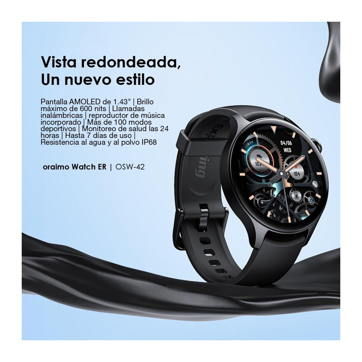 Oraimo Reloj Inteligente Watch ER OSW-42 1.43" AMOLED Negro