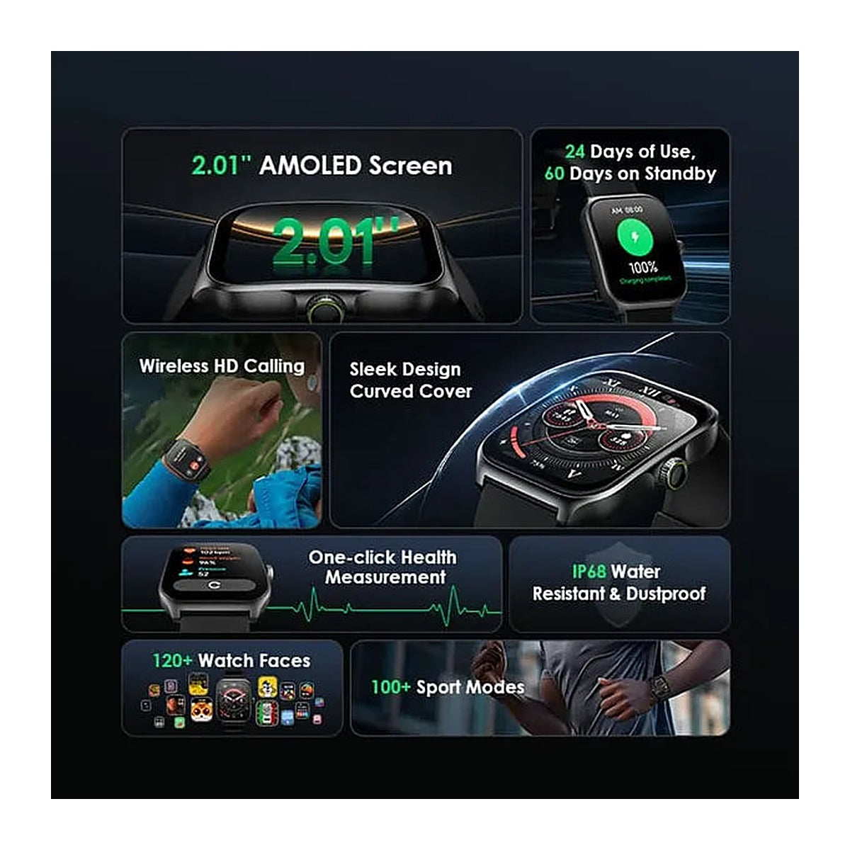 Oraimo Reloj Inteligente Watch Nova AM OSW-812 2.01" AMOLED Negro