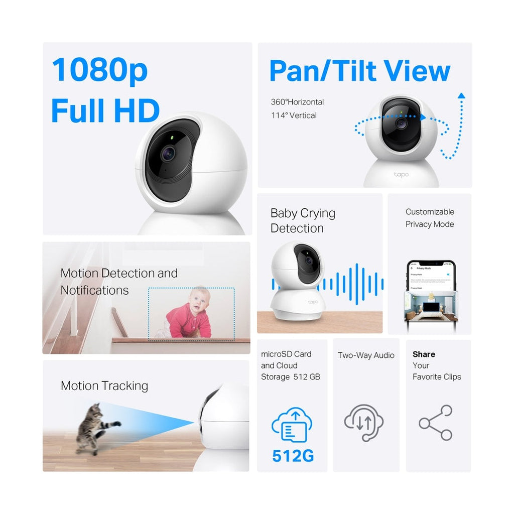 TP-Link Tapo Cámara Wi-Fi Pan/Tilt C200 1080p para Interior