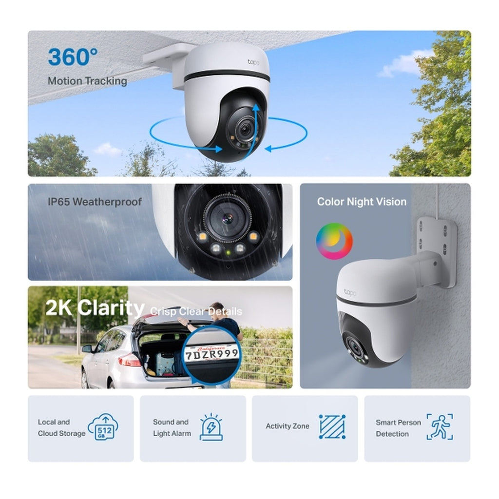 TP-Link Tapo Cámara Wi-Fi Exterior Pan/Tilt C510W 2K IP65 (versión US)