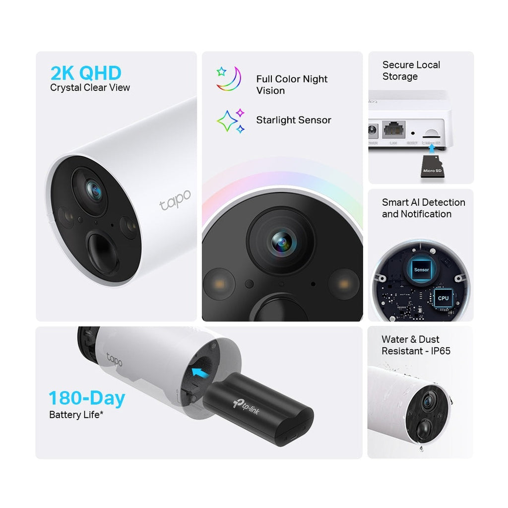 TP-Link Tapo Kit Cámara con Batería C420S1 2K + Hub H200