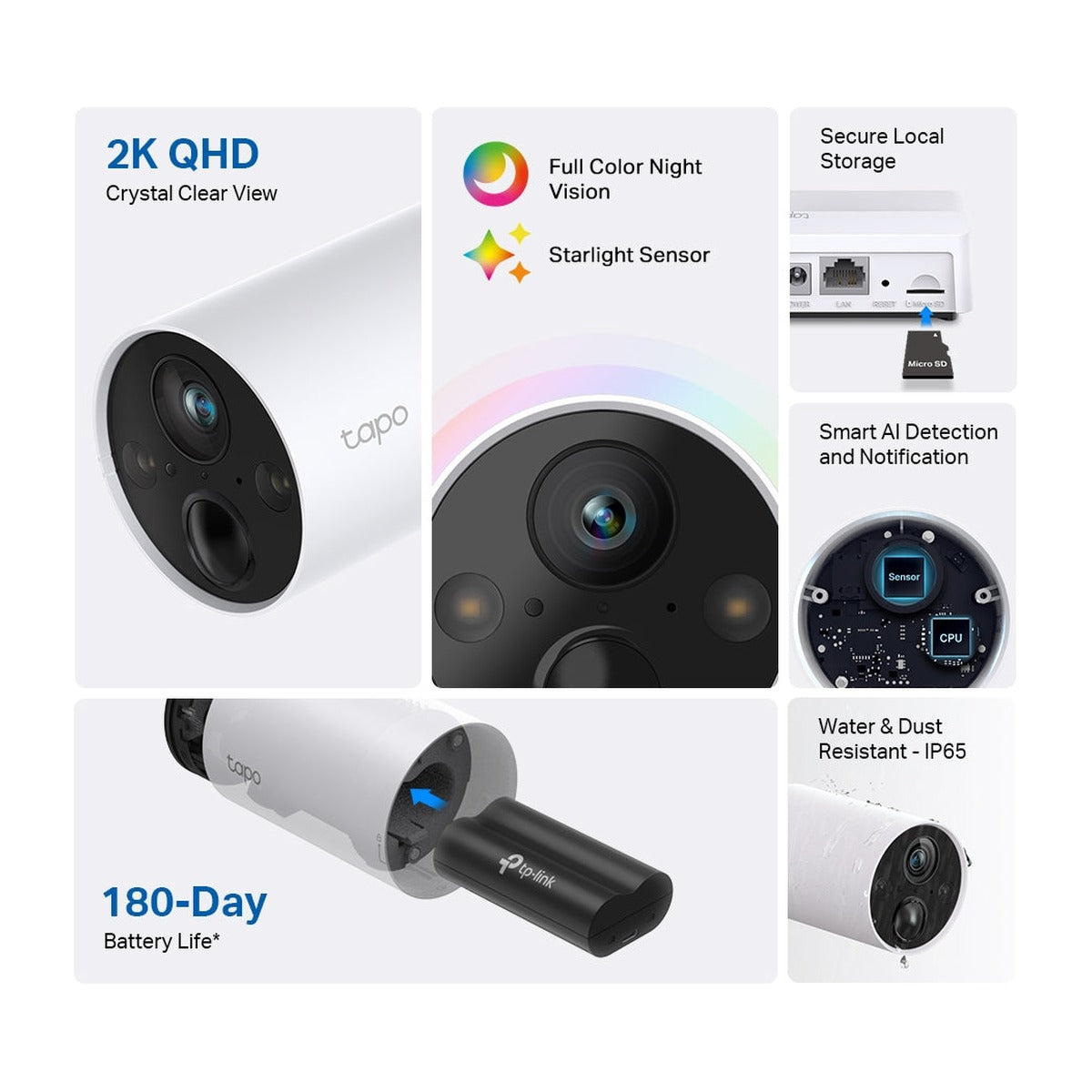 TP-Link Tapo Kit 2 Cámaras con Batería C420S2 2K + Hub H200