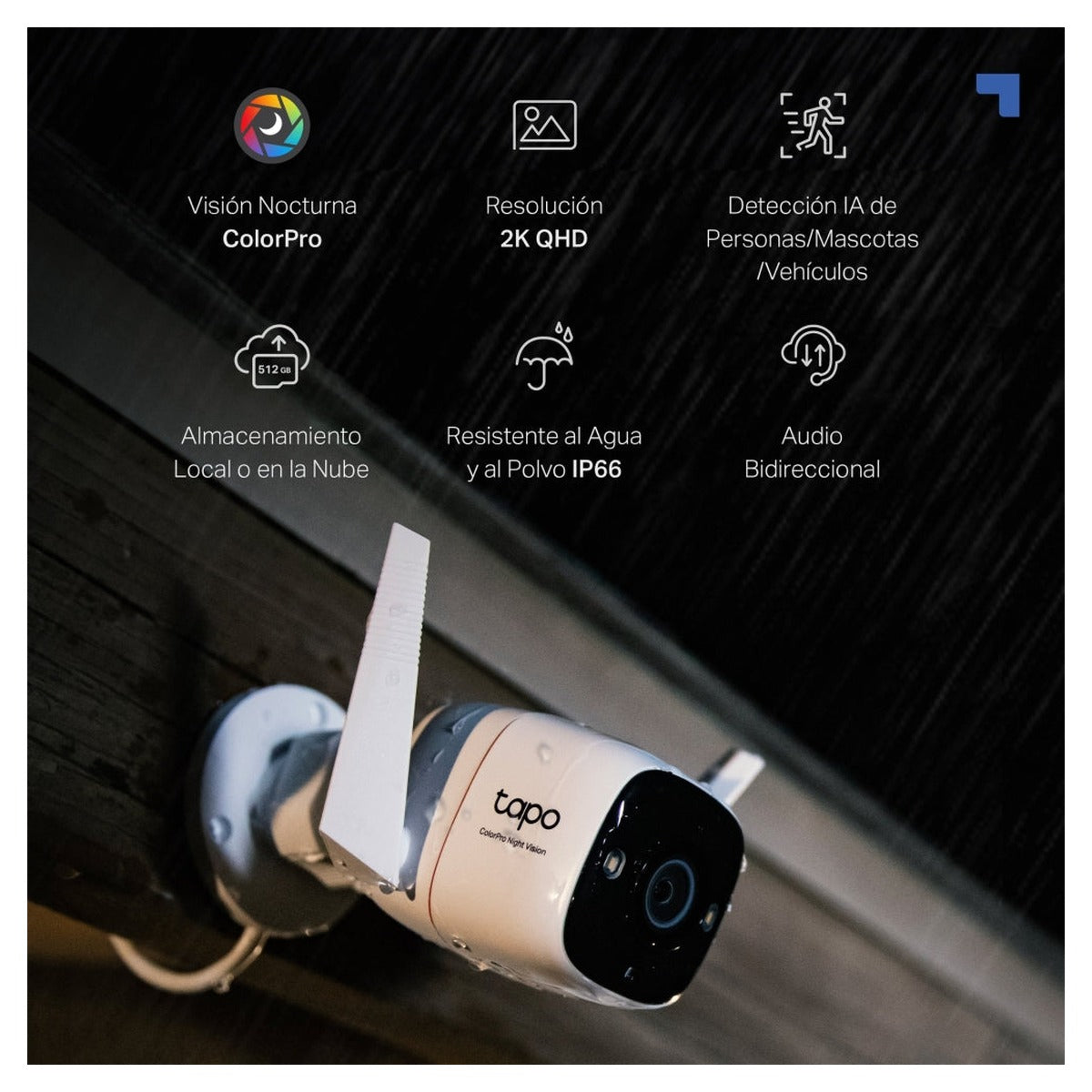 TP-Link Tapo Cámara Exterior ColorPro C325WB 2K Wi-Fi/PoE IP66 (versión US)