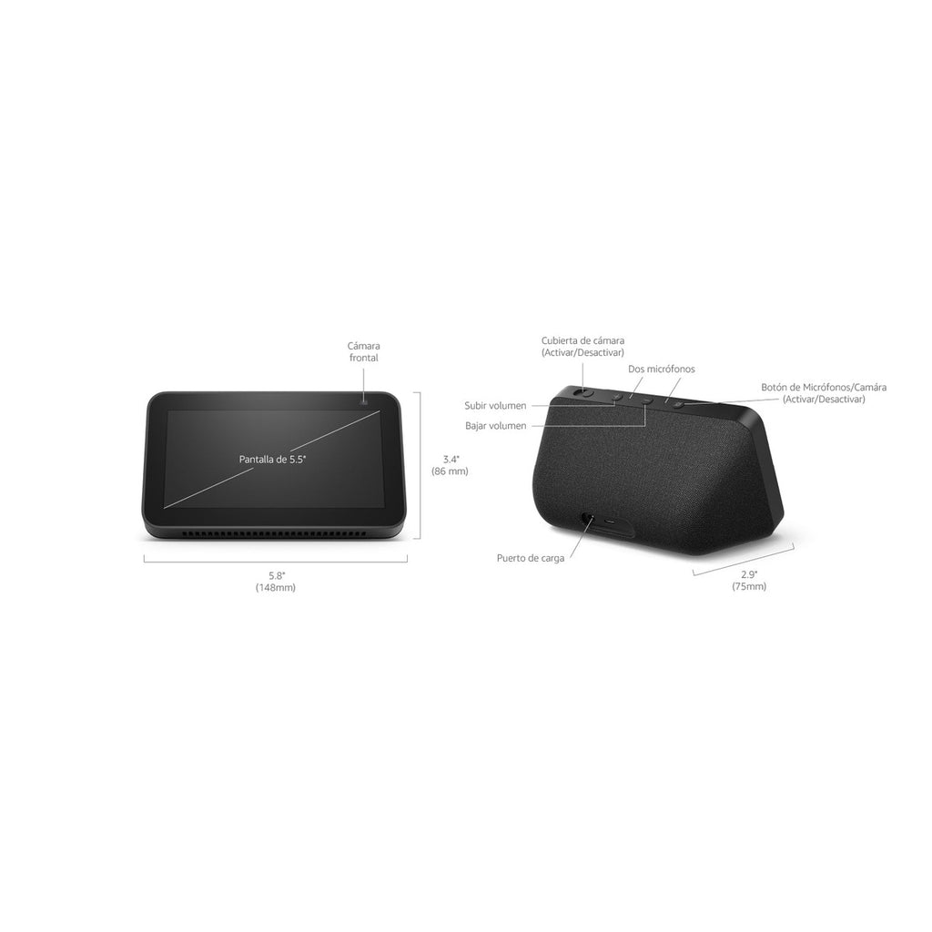 Amazon Echo Show 5 (3ra Gen, 2023) Pantalla Inteligente 5.5" con Alexa, Negro