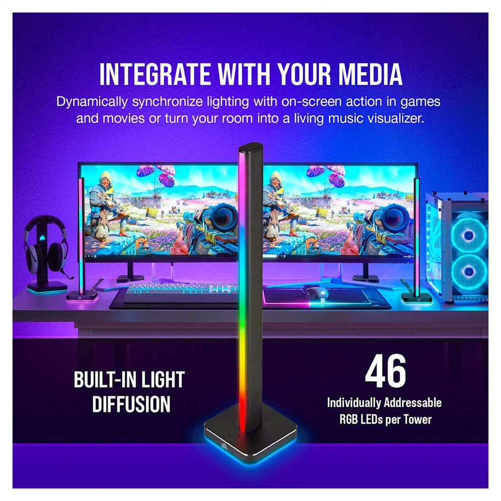Corsair iCUE LT100 Torres de Iluminación RGB, Kit Inicial (CD-9010002-NA)