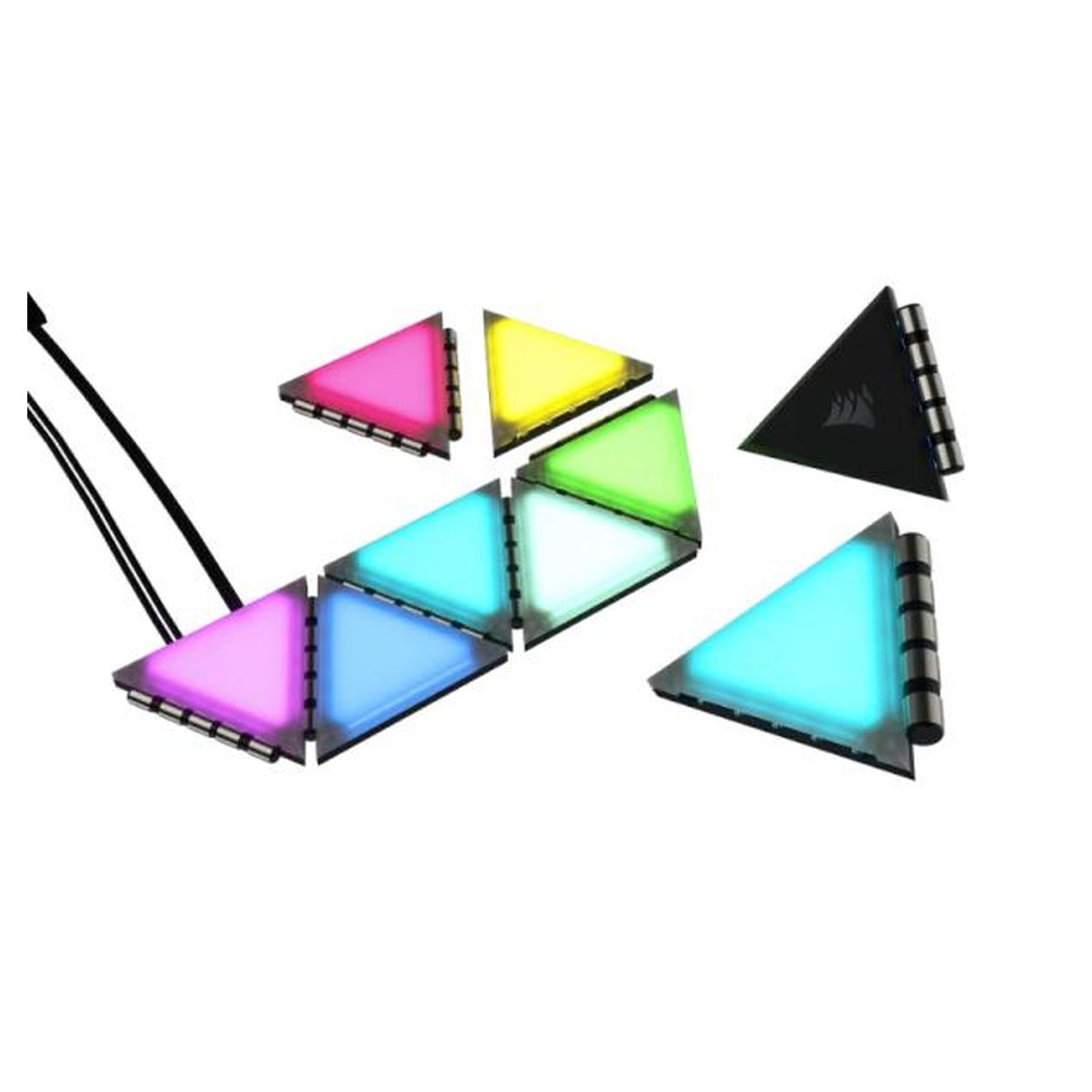 Corsair iCUE LC100 Paneles de Iluminación RGB Mini Triángulo, Kit de 9 (CL-9011114-WW)