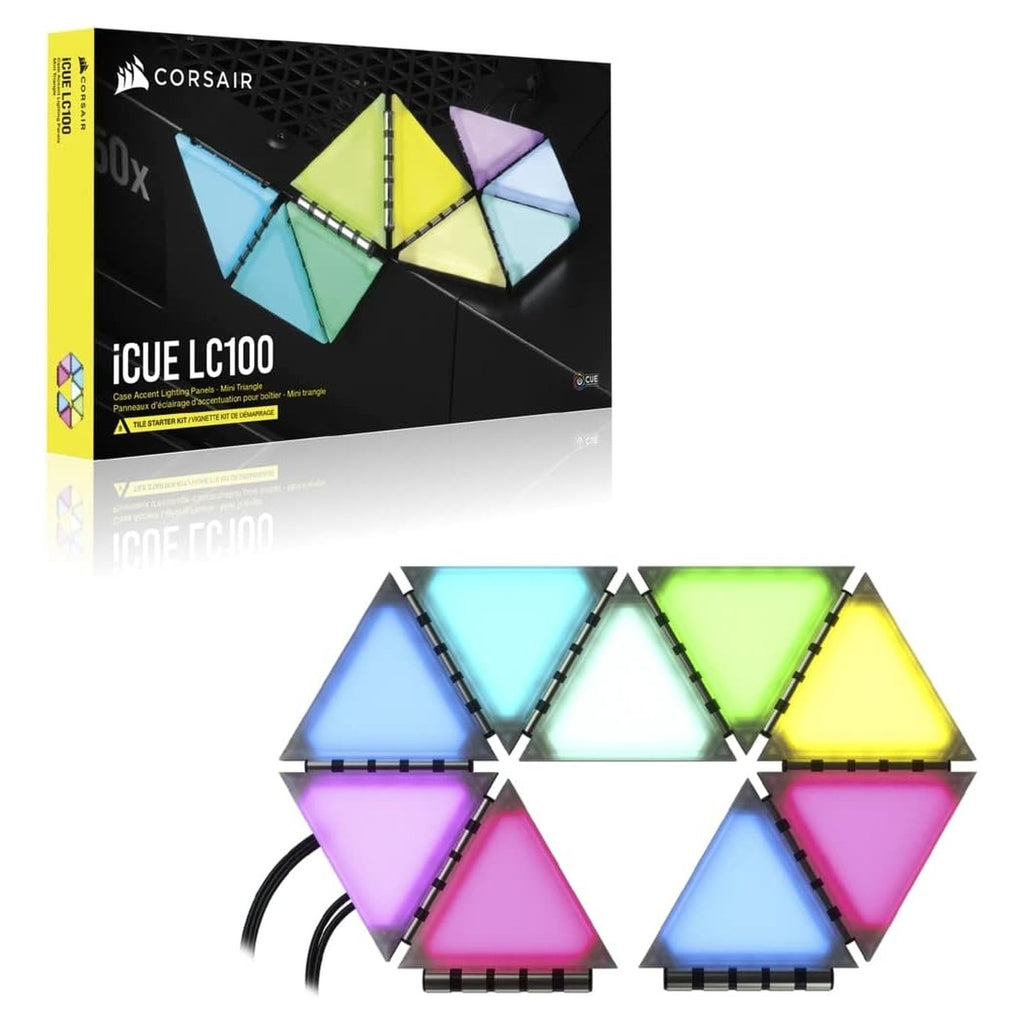 Corsair iCUE LC100 Paneles de Iluminación RGB Mini Triángulo, Kit de 9 (CL-9011114-WW)