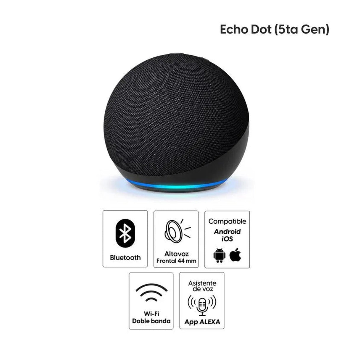 Amazon Echo Dot (5ta Gen, 2022) Parlante Inteligente con Alexa, Negro