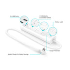TP-Link Kasa KP303 Regleta Inteligente Wi-Fi, 3 Tomas y 2 USB, Protector de Picos