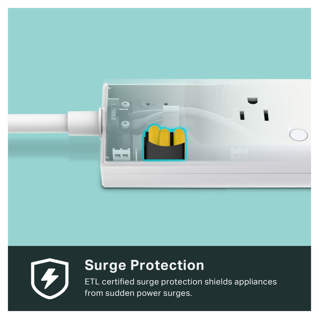 TP-Link Kasa KP303 Regleta Inteligente Wi-Fi, 3 Tomas y 2 USB, Protector de Picos