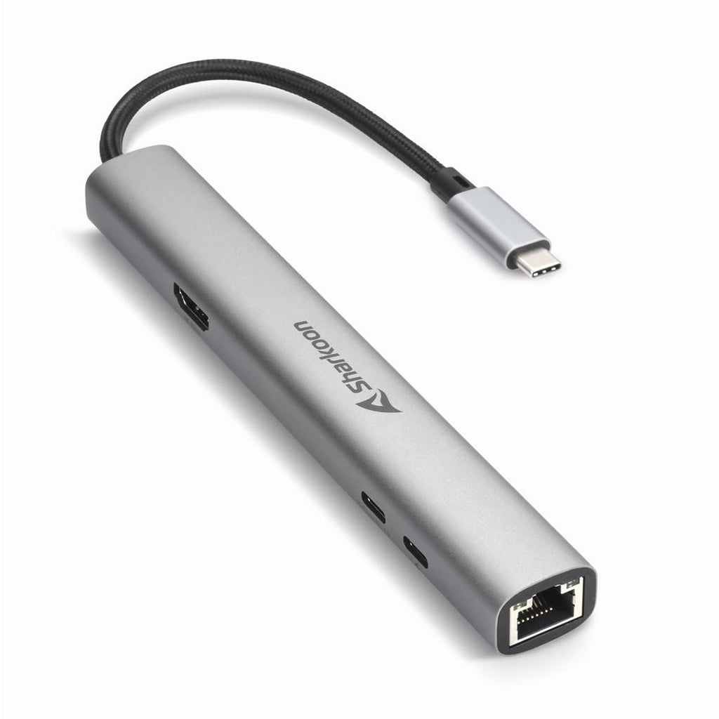 Sharkoon Adaptador USB-C OfficePal Combo HDMI 4K, Ethernet y USB 10 Gbps