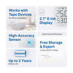 TP-Link Tapo Sensor Inteligente de Temperatura y Humedad T315 con Pantalla E-Ink 2.7" Blanco
