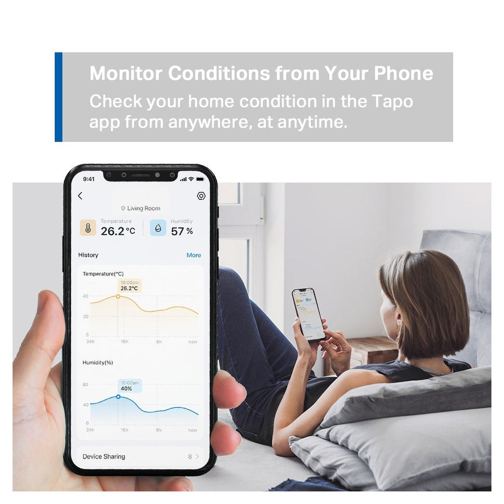 TP-Link Tapo Sensor Inteligente de Temperatura y Humedad T315 con Pantalla E-Ink 2.7" Blanco