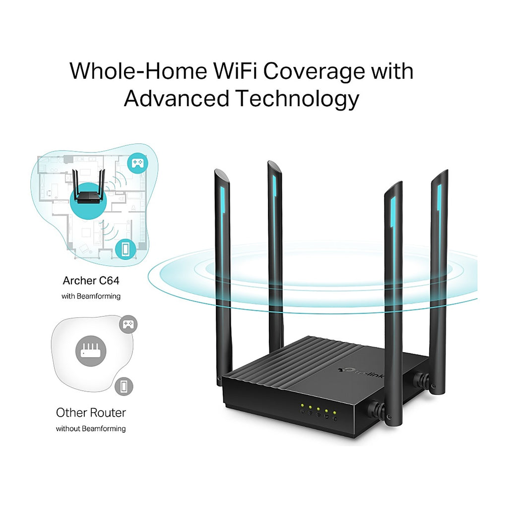 TP-Link Router Archer C64 AC1200 MU-MIMO Gigabit