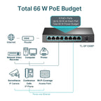 TP-Link Switch PoE TL-SF1008P 8 Puertos 10/100 (4 PoE)