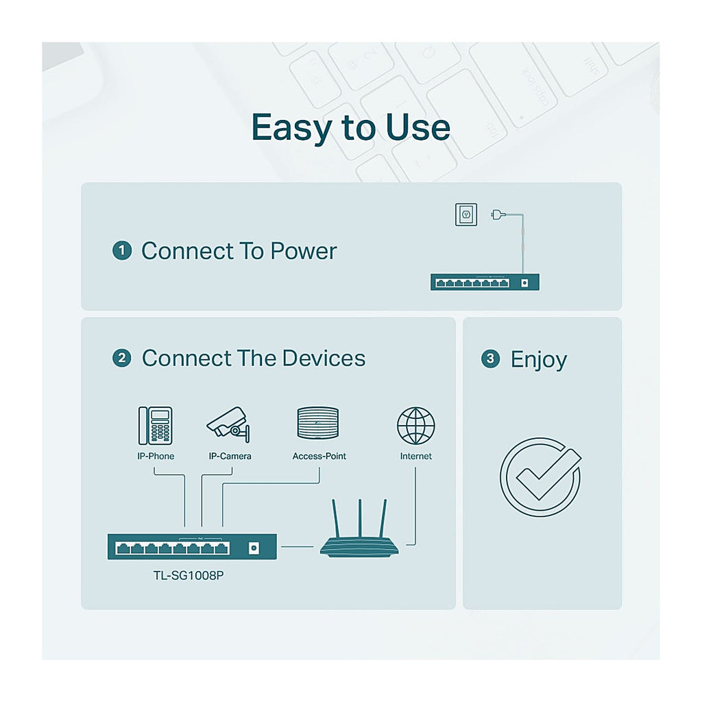 TP-Link Switch PoE+ TL-SG1008P 8 Puertos Gigabit (4 PoE+) 64 W