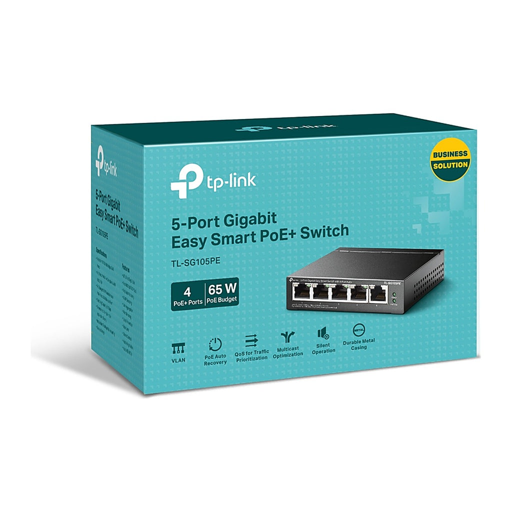 TP-Link Switch PoE+ TL-SG105PE 5 Puertos Gigabit (4 PoE+) Easy Smart