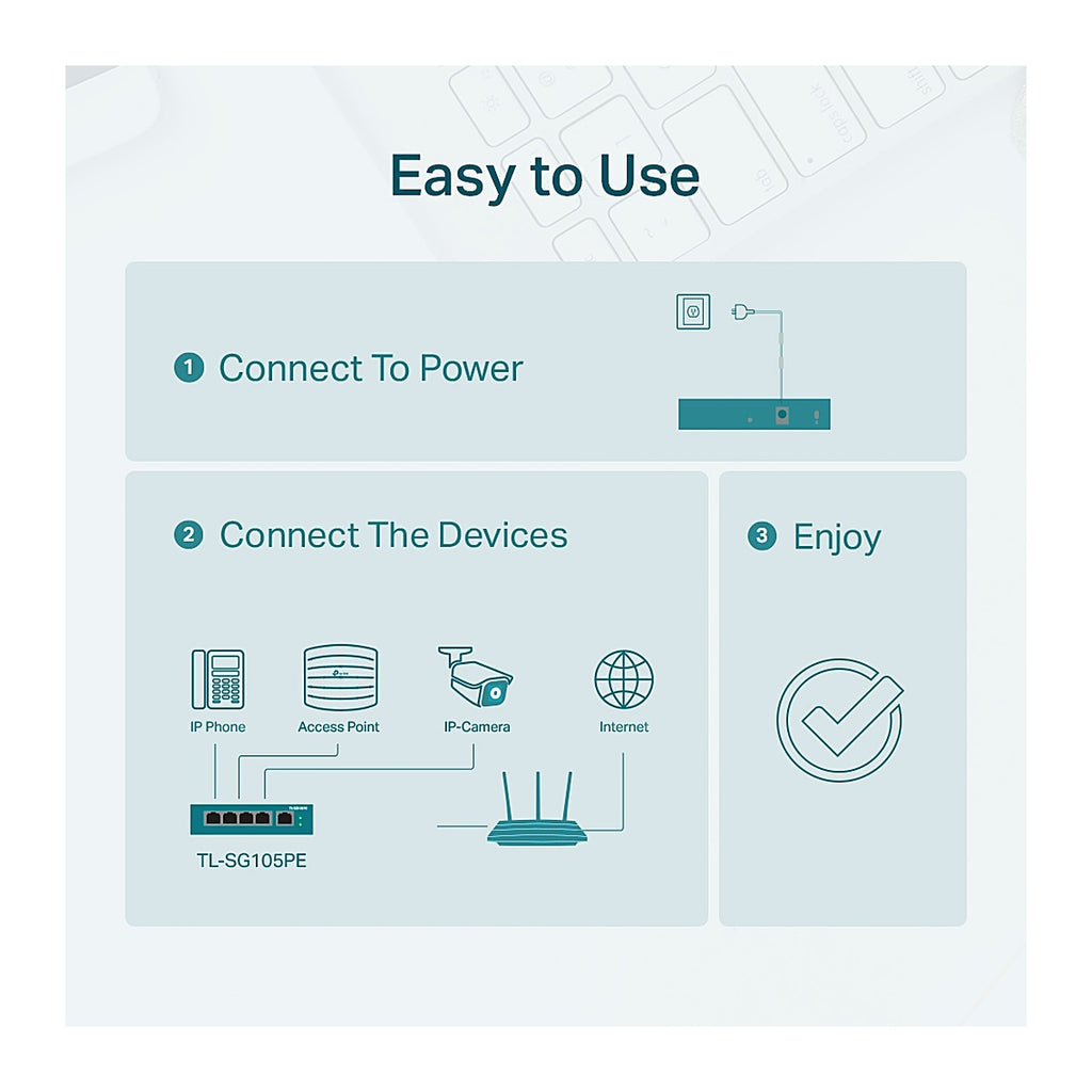 TP-Link Switch PoE+ TL-SG105PE 5 Puertos Gigabit (4 PoE+) Easy Smart