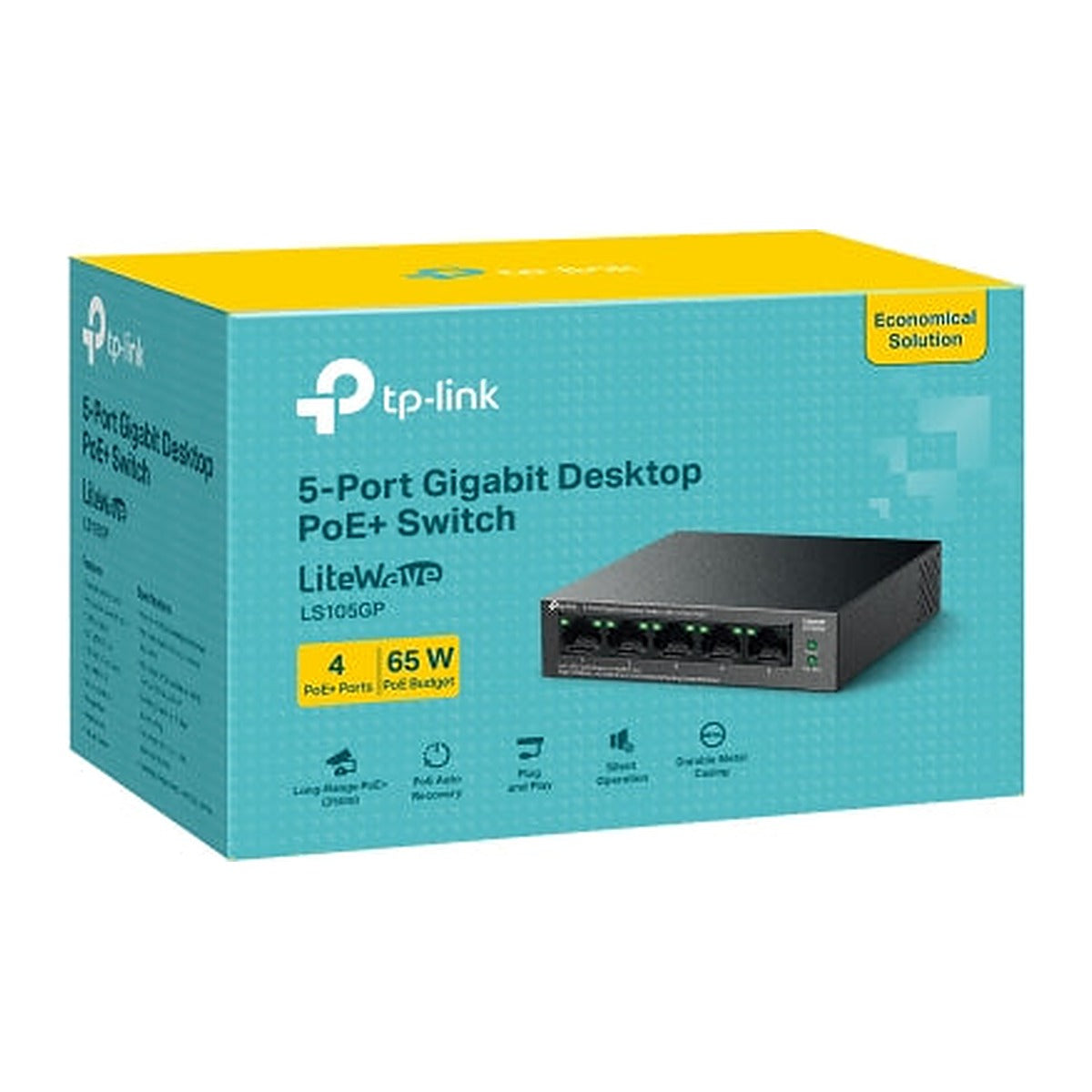 TP-Link Switch PoE+ LS105GP 5 Puertos Gigabit (4 PoE+) 65 W