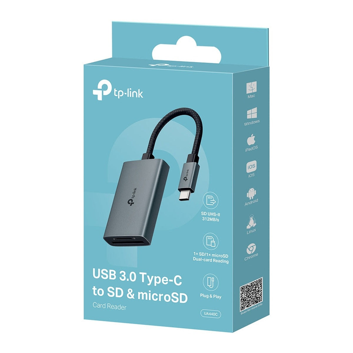 TP-Link Lector de Tarjetas USB-C SD y microSD UHS-II UA440C
